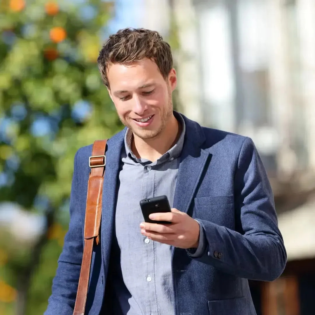 Man texting on phone